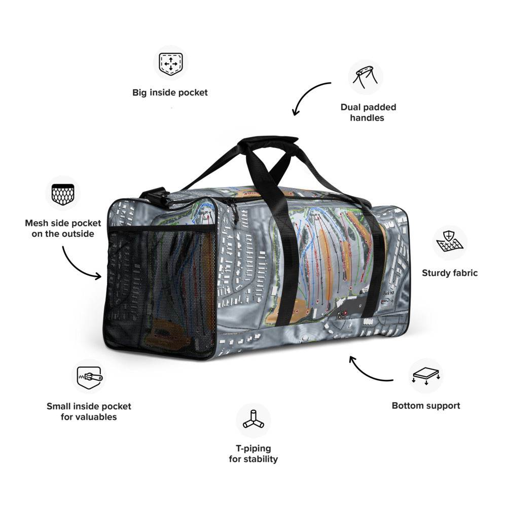 Buck Hill, Minnesota Ski Trail Map Duffle Bag - Powderaddicts