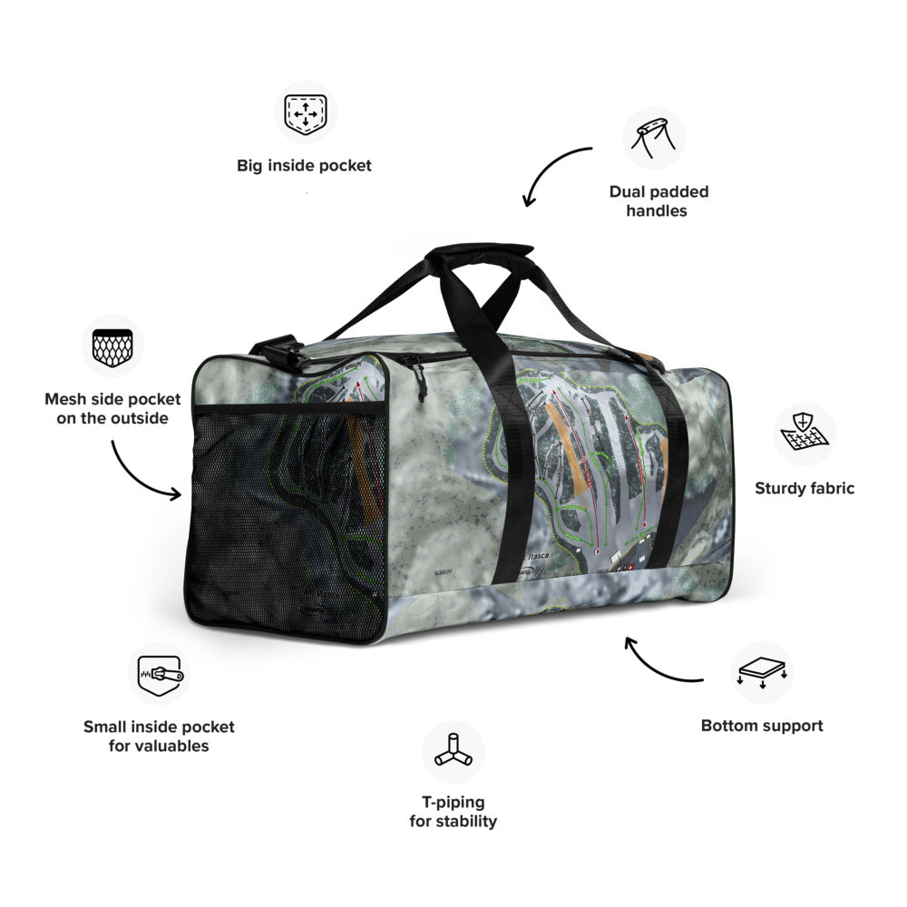 Mt Itasca, Minnesota Ski Trail Map Duffle Bag - Powderaddicts