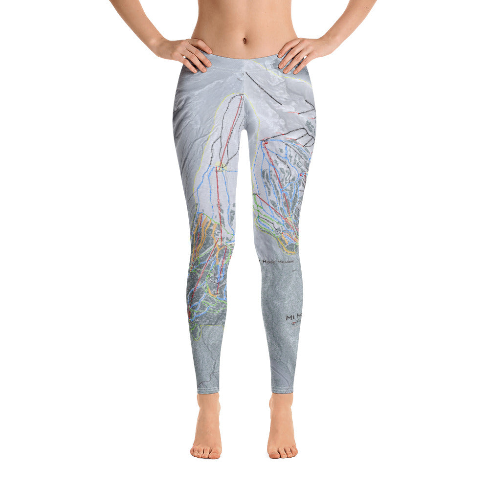 Mt Hood, Oregon Ski Trail Map - Women's Base Layer Bottoms - Powderaddicts