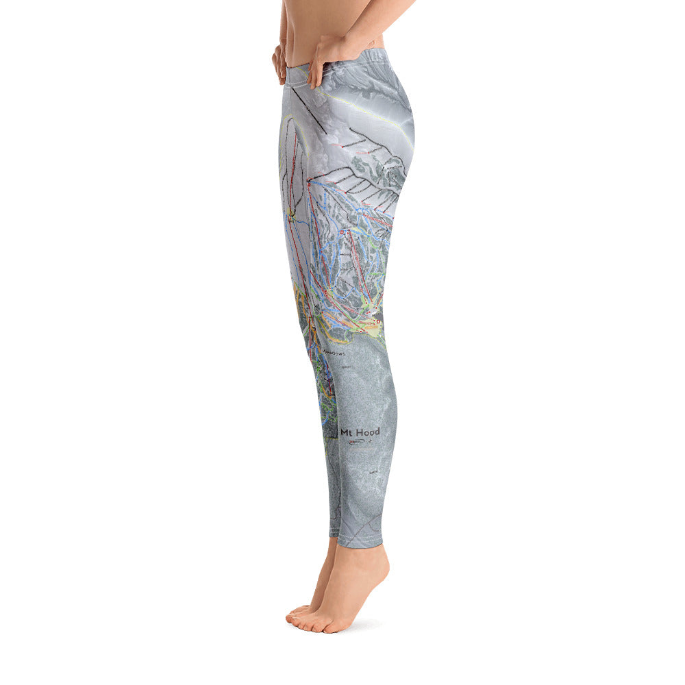 Mt Hood, Oregon Ski Trail Map - Women's Base Layer Bottoms - Powderaddicts