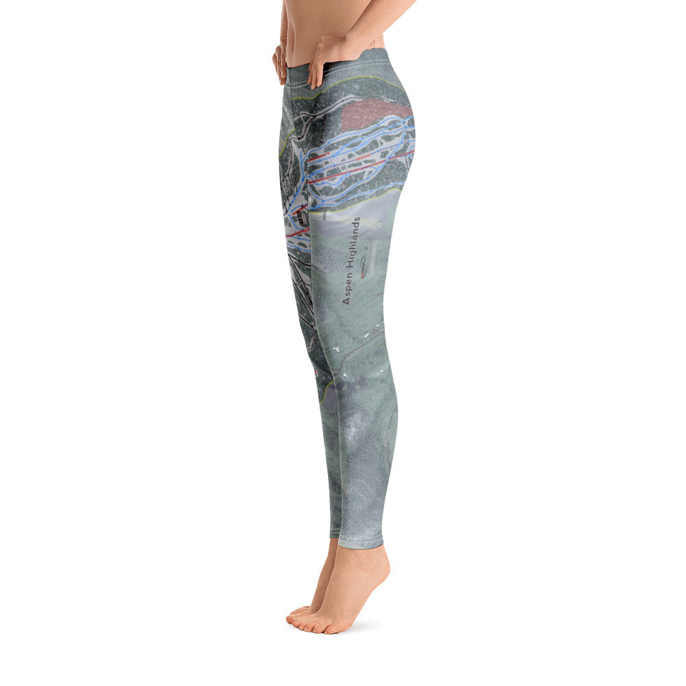 Aspen Highlands, Colorado Ski Trail Map - Women's Base Layer Bottoms - Powderaddicts