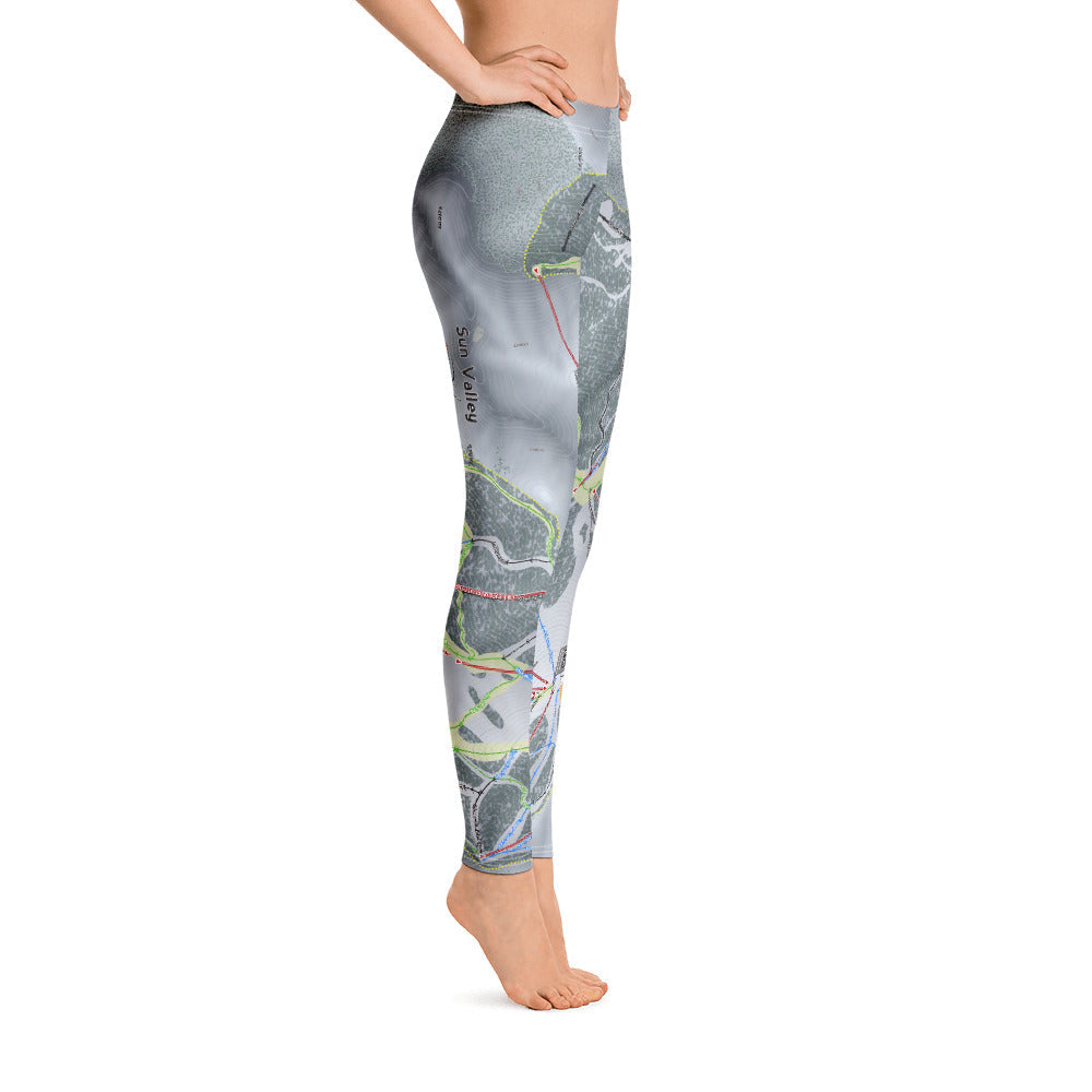 Sun Valley, Idaho Ski Trail Map - Women's Base Layer Bottoms - Powderaddicts