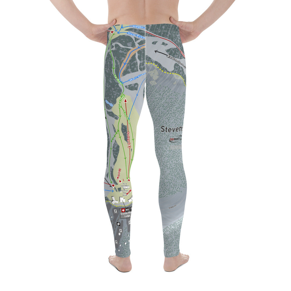 Stevens Pass, Washington Ski Trail Map - Men's Base Layer Bottoms - Powderaddicts