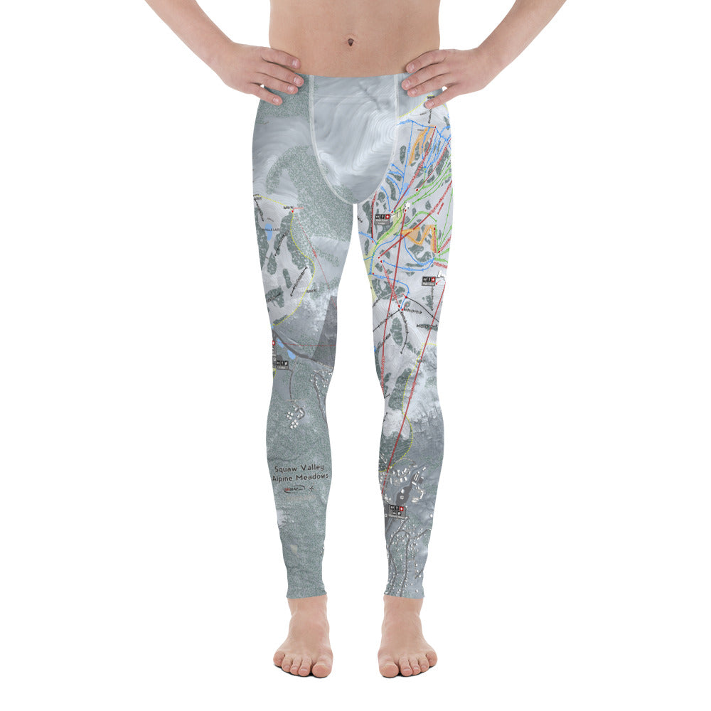 Alpine Meadows, California Ski Trail Map - Men's Base Layer Bottoms - Powderaddicts