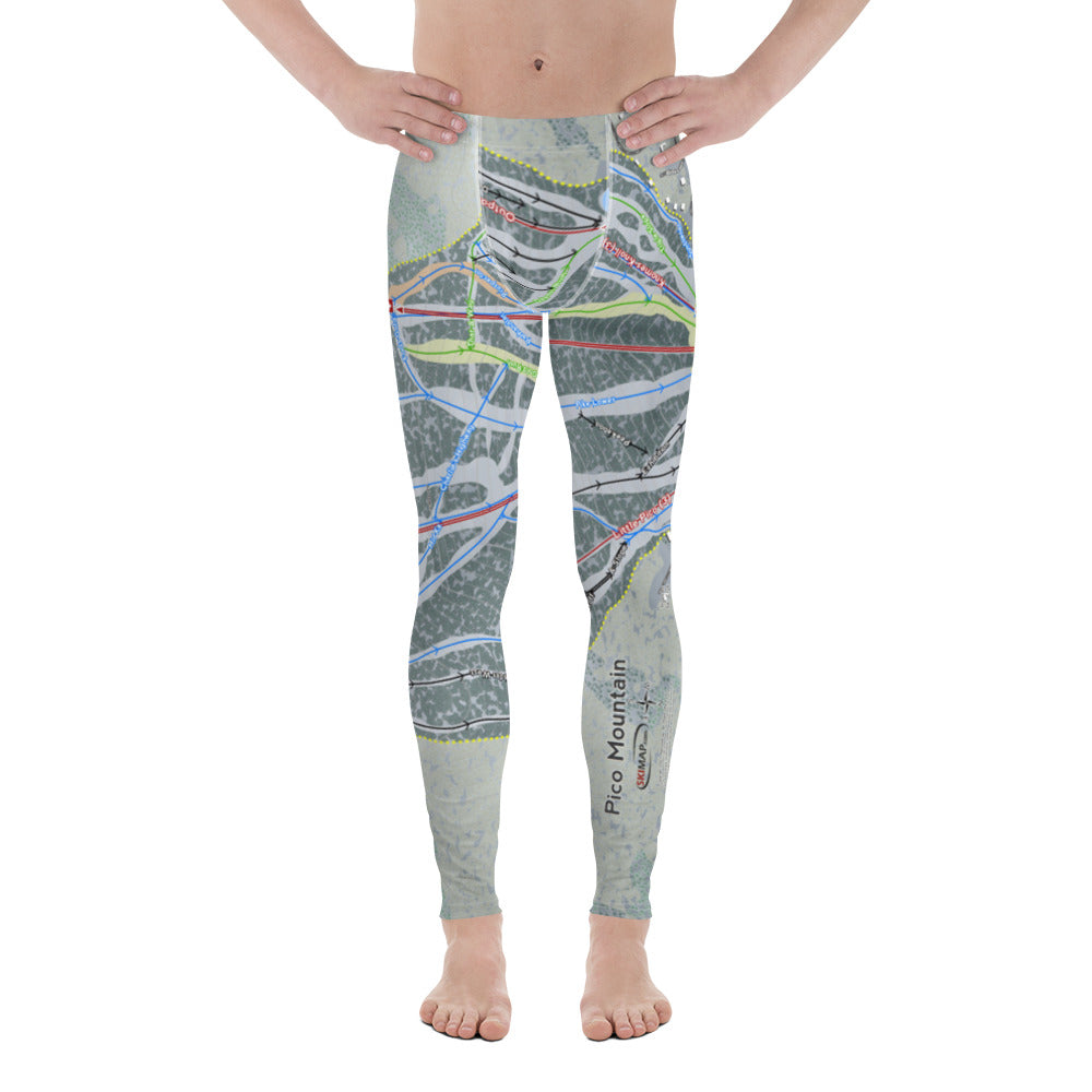 Pico Mountain, Vermont Ski Trail Map - Men's Base Layer Bottoms - Powderaddicts