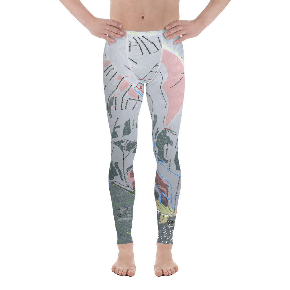 Alyeska, Alaska Ski Trail Map - Men's Base Layer Bottoms - Powderaddicts