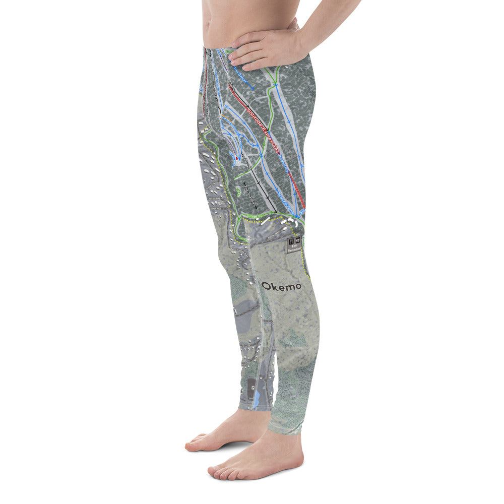 Okemo, Vermont Ski Trail Map - Men's Base Layer Bottoms - Powderaddicts