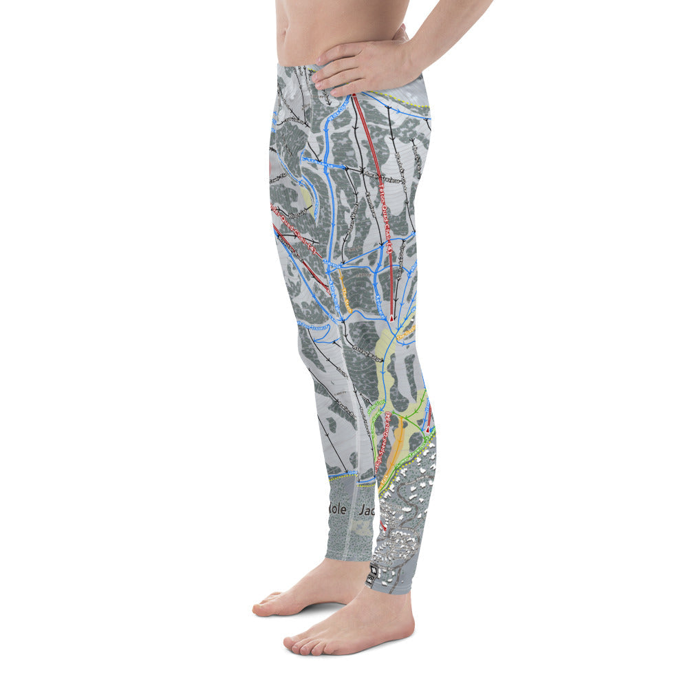 Jackson Hole, Wyoming Ski Trail Map - Men's Base Layer Bottoms - Powderaddicts