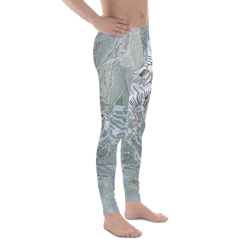 Big Sky, Montana Ski Trail Map - Men's Base Layer Bottoms - Powderaddicts