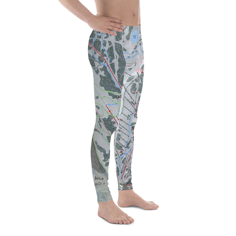 Alta, Utah Ski Trail Map - Men's Base Layer Bottoms - Powderaddicts