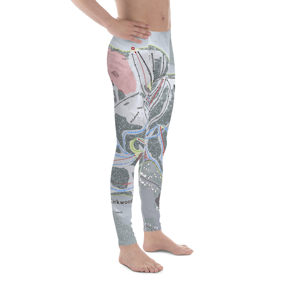 Kirkwood, California Ski Trail Map - Men's Base Layer Bottoms - Powderaddicts