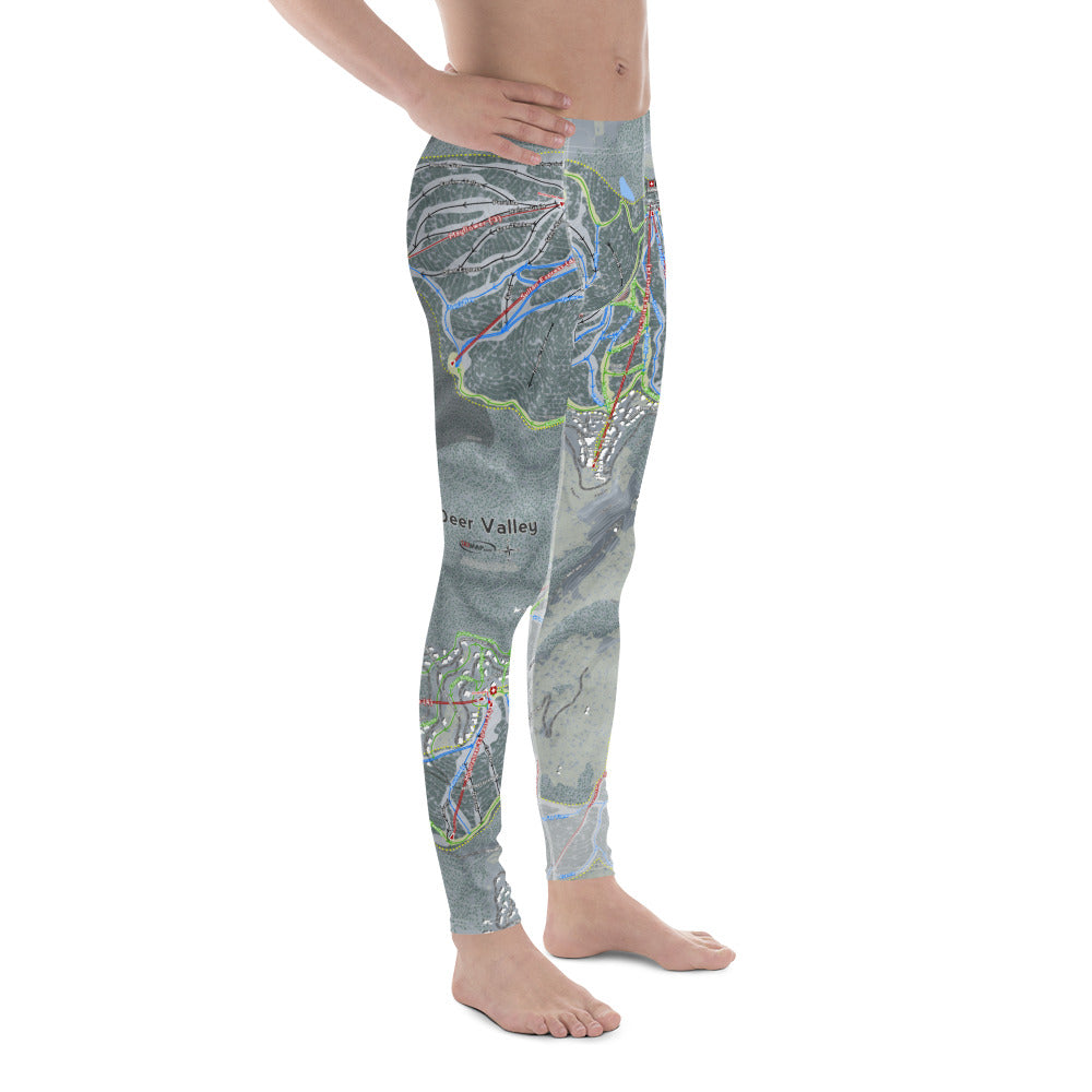 Deer Valley, Utah Ski Trail Map - Men's Base Layer Bottoms - Powderaddicts