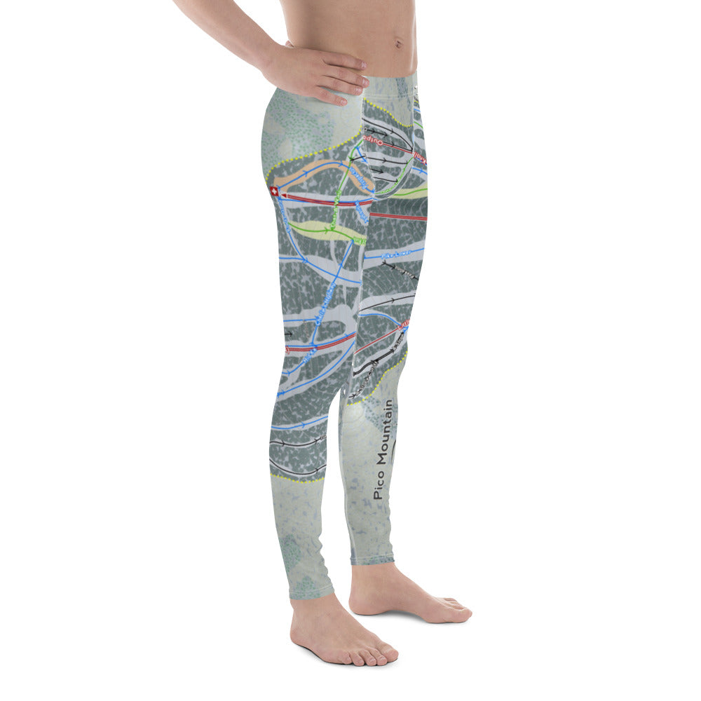 Pico Mountain, Vermont Ski Trail Map - Men's Base Layer Bottoms - Powderaddicts