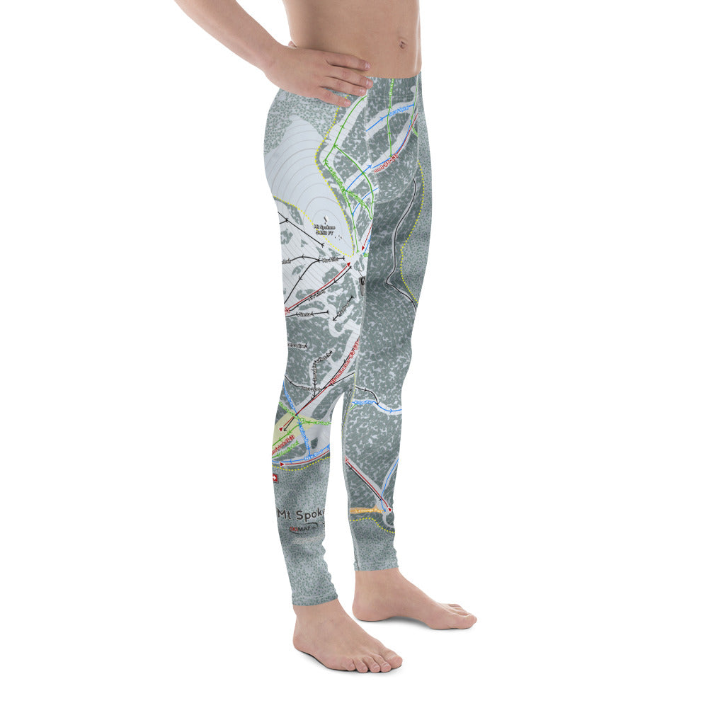 Mt. Spokane, Washington Ski Trail Map - Men's Base Layer Bottoms - Powderaddicts