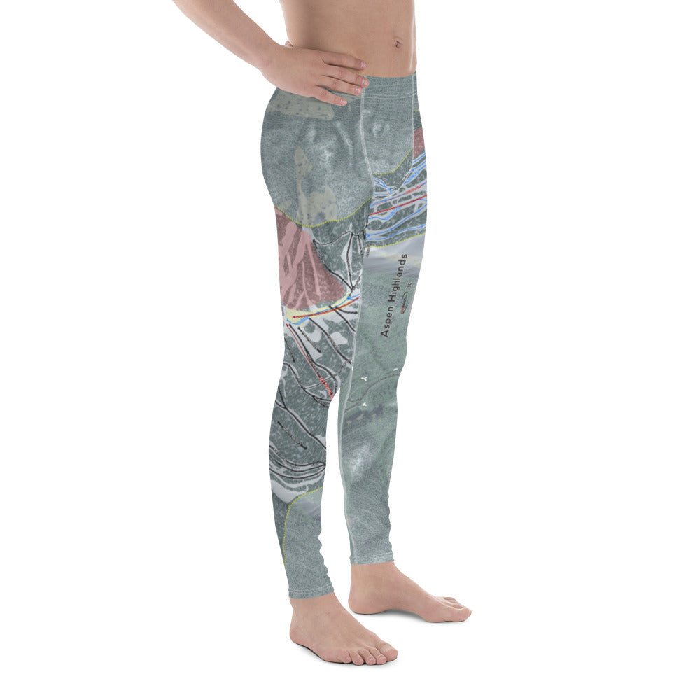 Aspen Highlands, Colorado Ski Trail Map - Men's Base Layer Bottoms - Powderaddicts