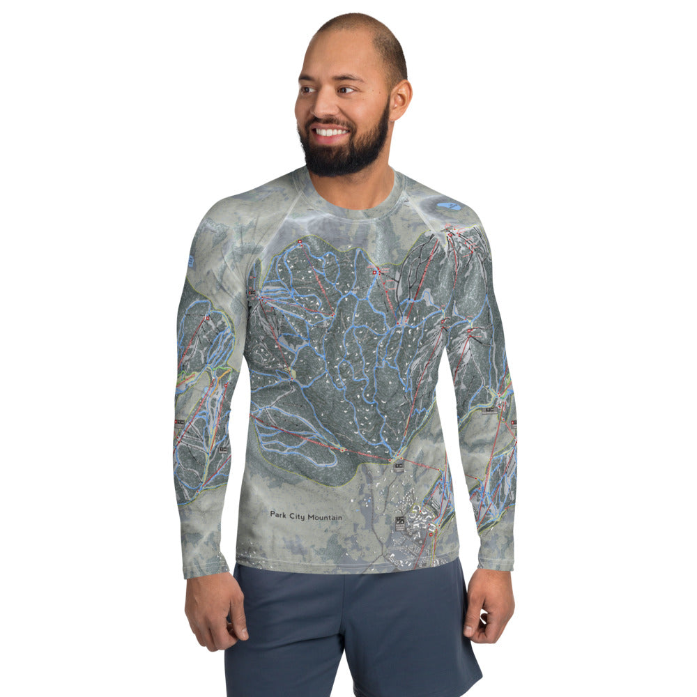 Park City, Utah Ski Trail Map Men's Base Layer Top - Powderaddicts