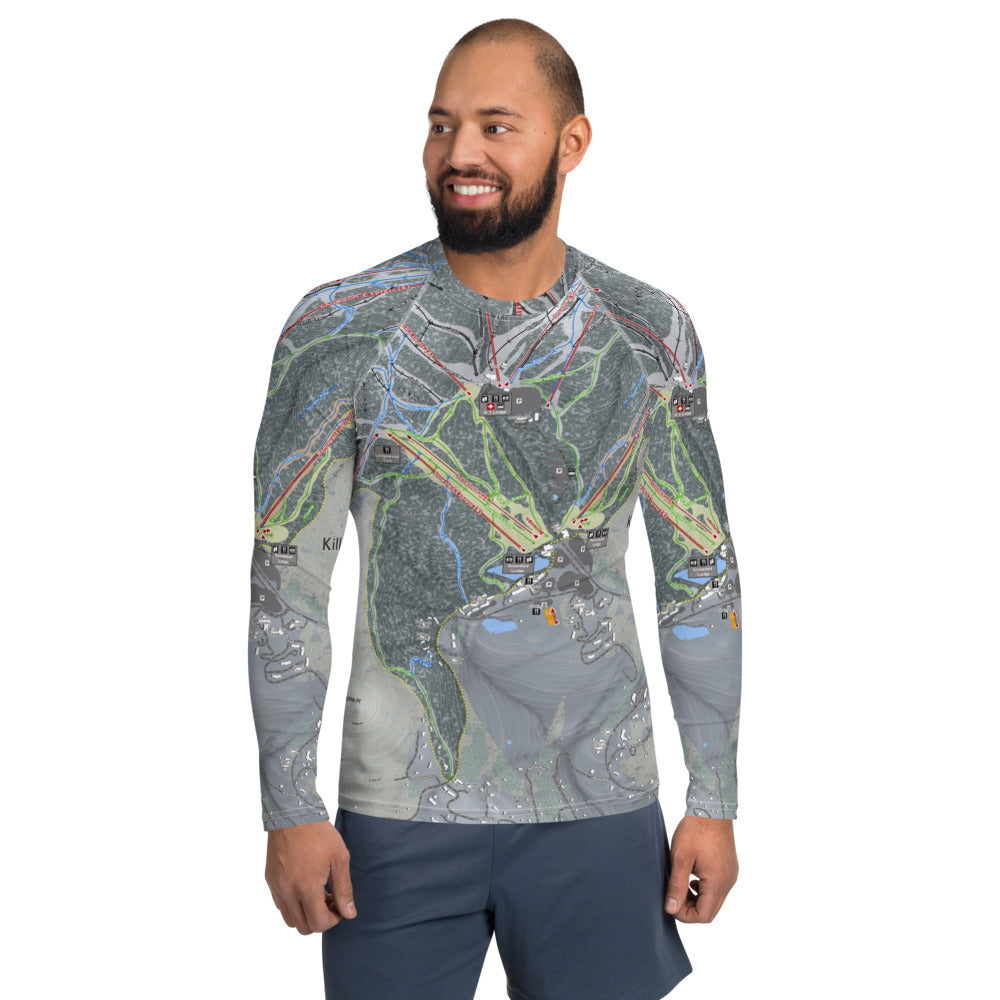 Killington, Vermont Ski Trail Map Men&#39;s Base Layer Top - Powderaddicts