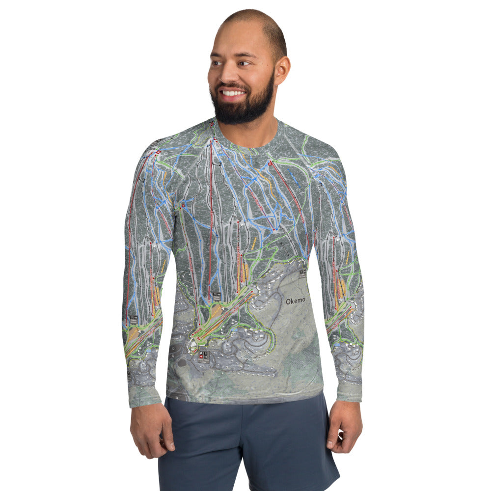 Okemo, Vermont Ski Trail Map Men&#39;s Base Layer Top - Powderaddicts