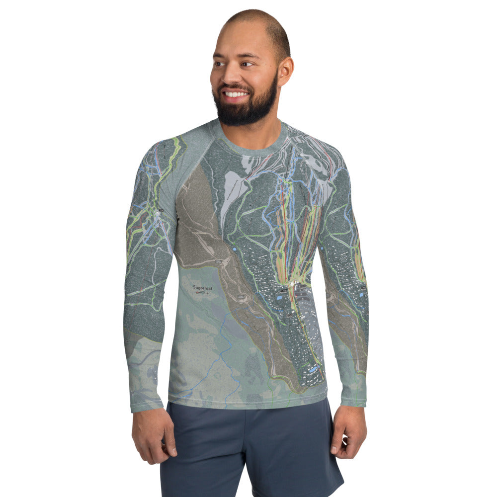 Sugarloaf, Maine Ski Trail Map Men&#39;s Base Layer Top - Powderaddicts