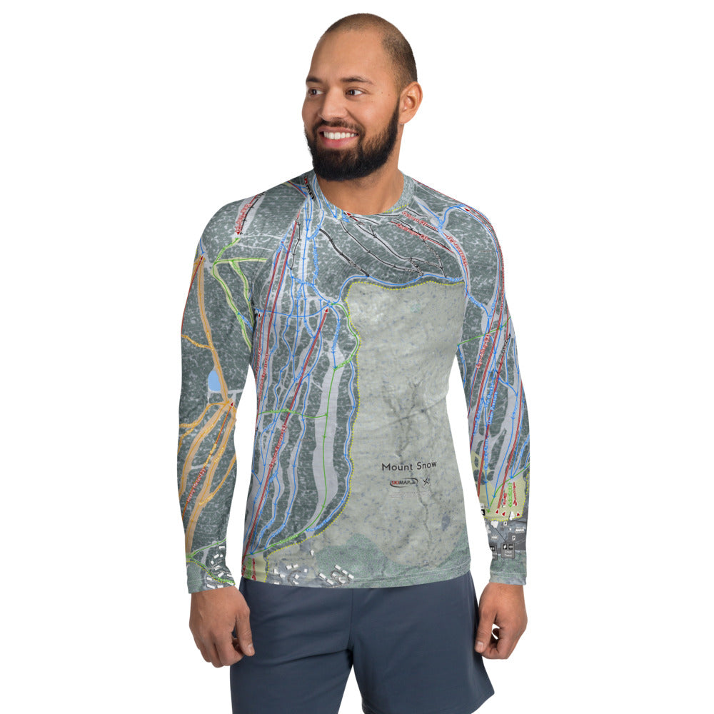 Mount Snow, Vermont Ski Trail Map Men&#39;s Base Layer Top - Powderaddicts