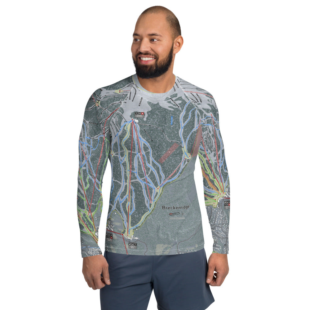 Breckenridge, Colorado Ski Trail Map Men&#39;s Base Layer Top - Powderaddicts