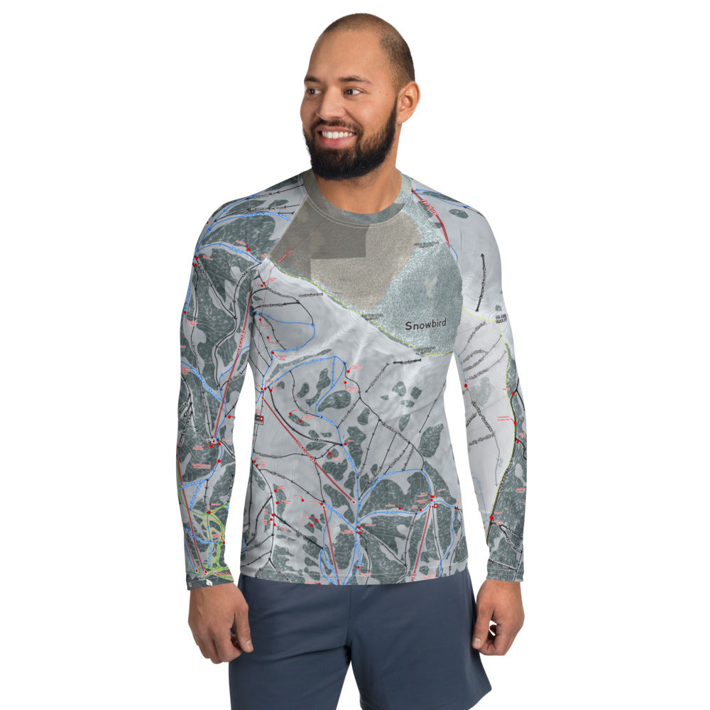 Snowbird, Utah Ski Trail Map Men's Base Layer Top - Powderaddicts