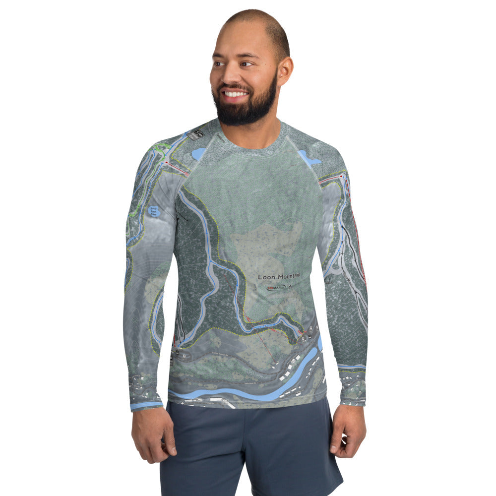 Loon Mountain, New Hampshire Ski Trail Map Men's Base Layer Top - Powderaddicts