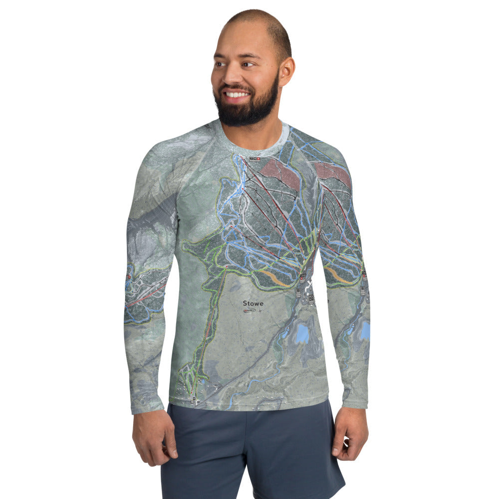 Stowe, Vermont Ski Trail Map Men&#39;s Base Layer Top - Powderaddicts