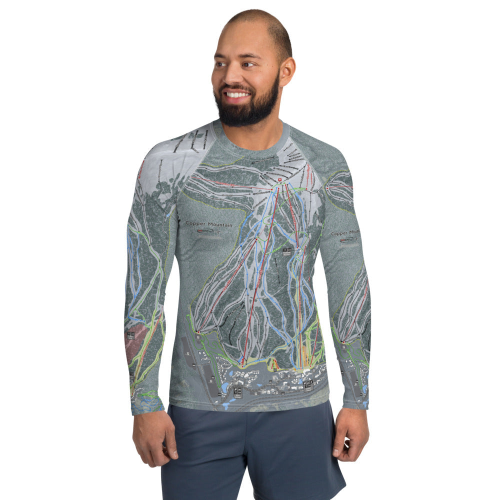 Copper Mountain, Colorado Ski Trail Map Men&#39;s Base Layer Top - Powderaddicts