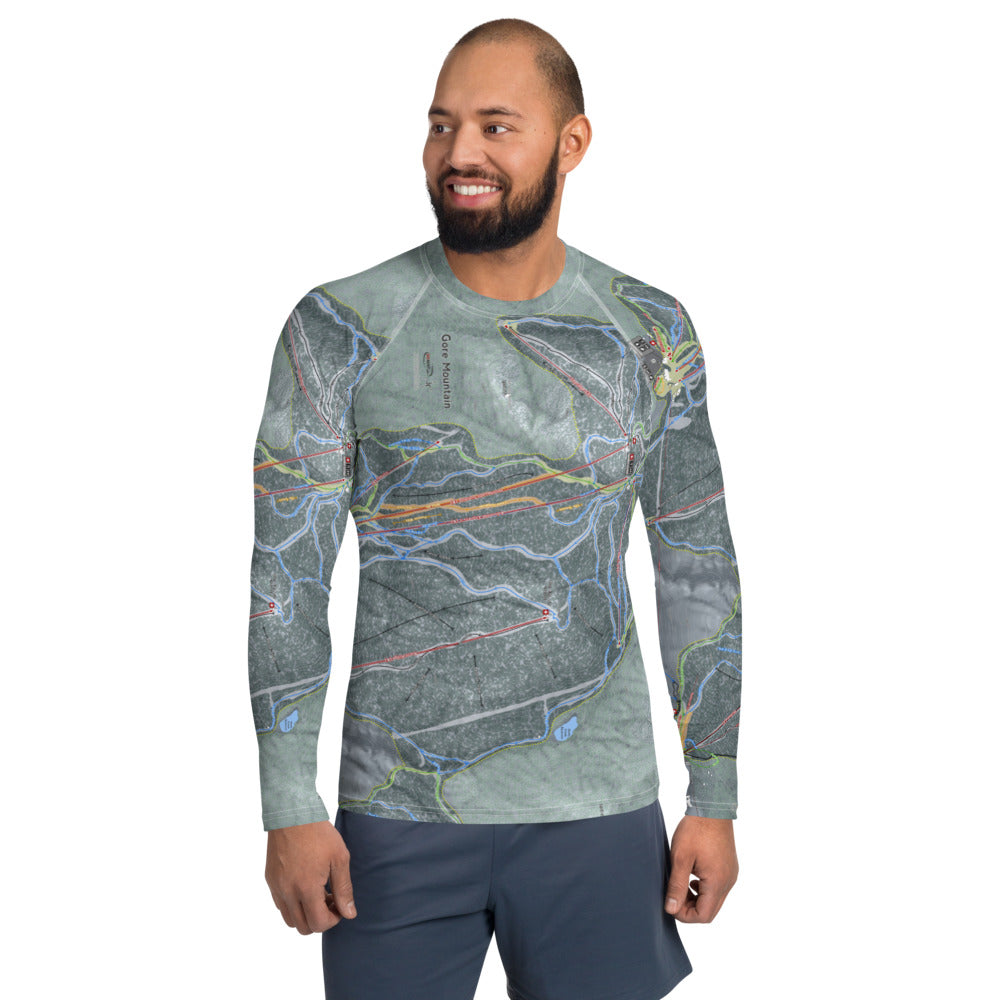 Gore Mountain, New York Ski Trail Map Men&#39;s Base Layer Top - Powderaddicts