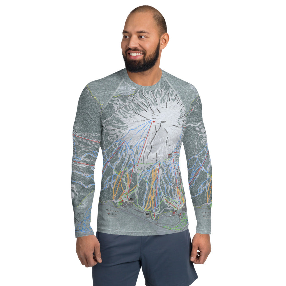 Mt Bachelor, Oregon Ski Trail Map Men&#39;s Base Layer Top - Powderaddicts