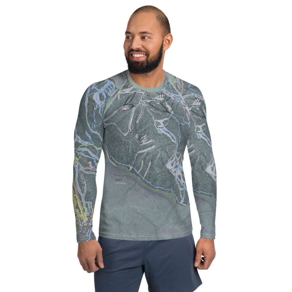 Panorama, British Columbia Ski Trail Map Men&#39;s Base Layer Top - Powderaddicts