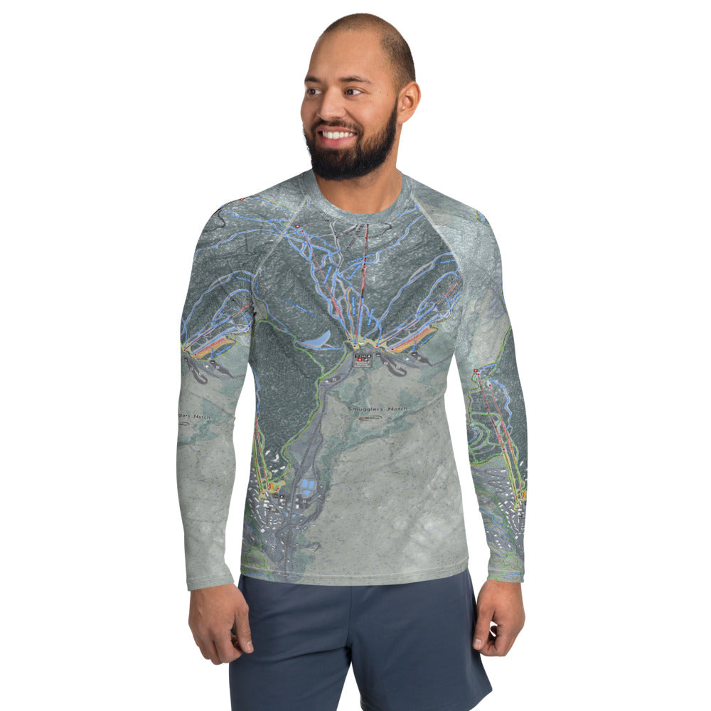 Smuggler&#39;s Notch, Vermont Ski Trail Map Men&#39;s Base Layer Top - Powderaddicts