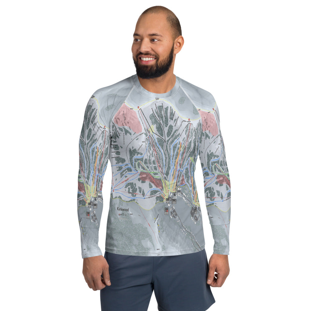 Kirkwood, California Ski Trail Map Men&#39;s Base Layer Top - Powderaddicts