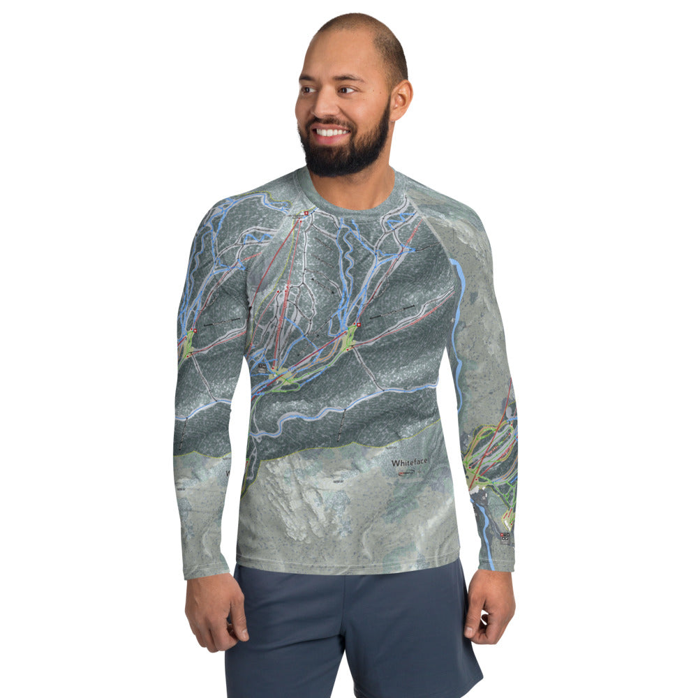 Whiteface, New York Ski Trail Map Men&#39;s Base Layer Top - Powderaddicts