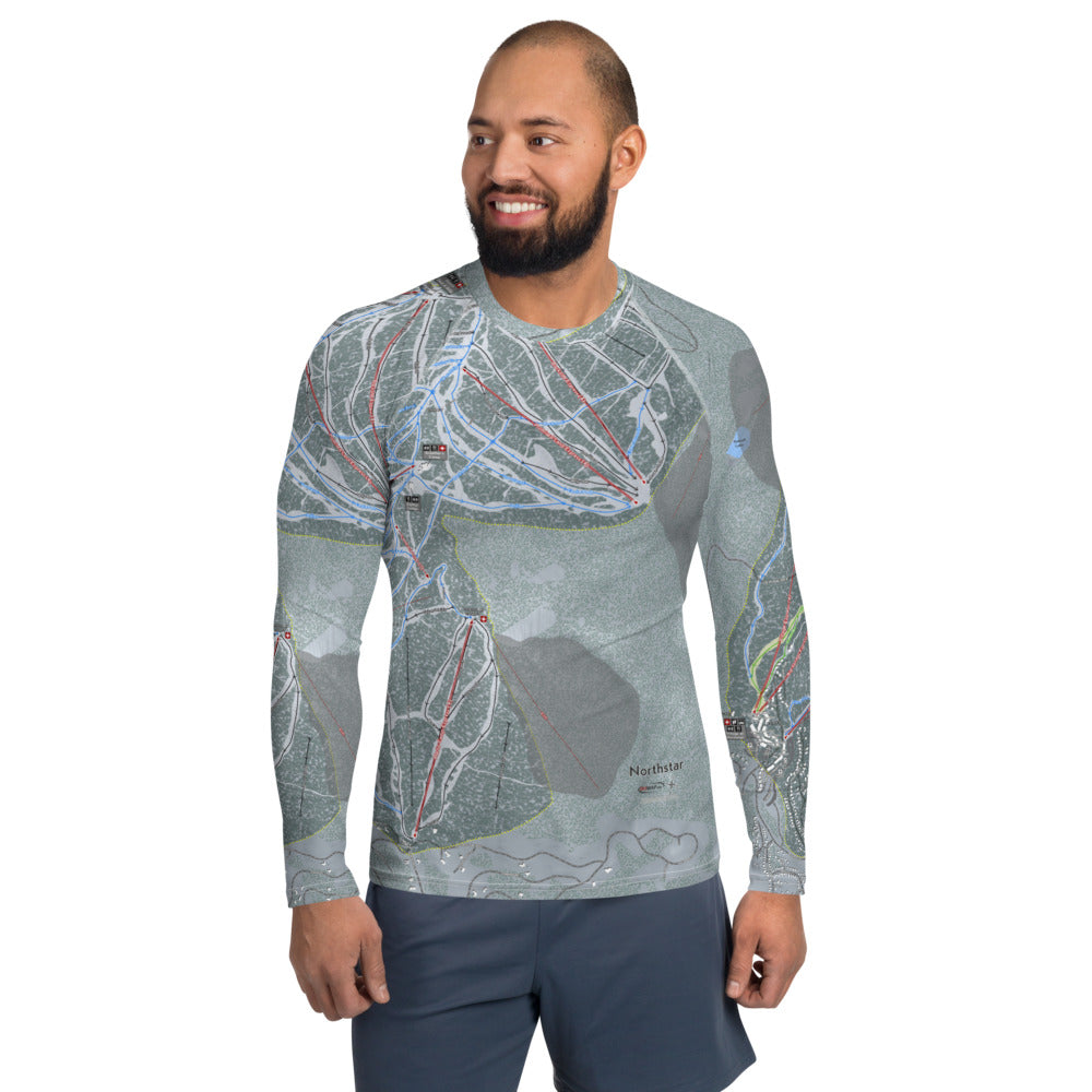 Northstar, California Ski Trail Map Men&#39;s Base Layer Top - Powderaddicts