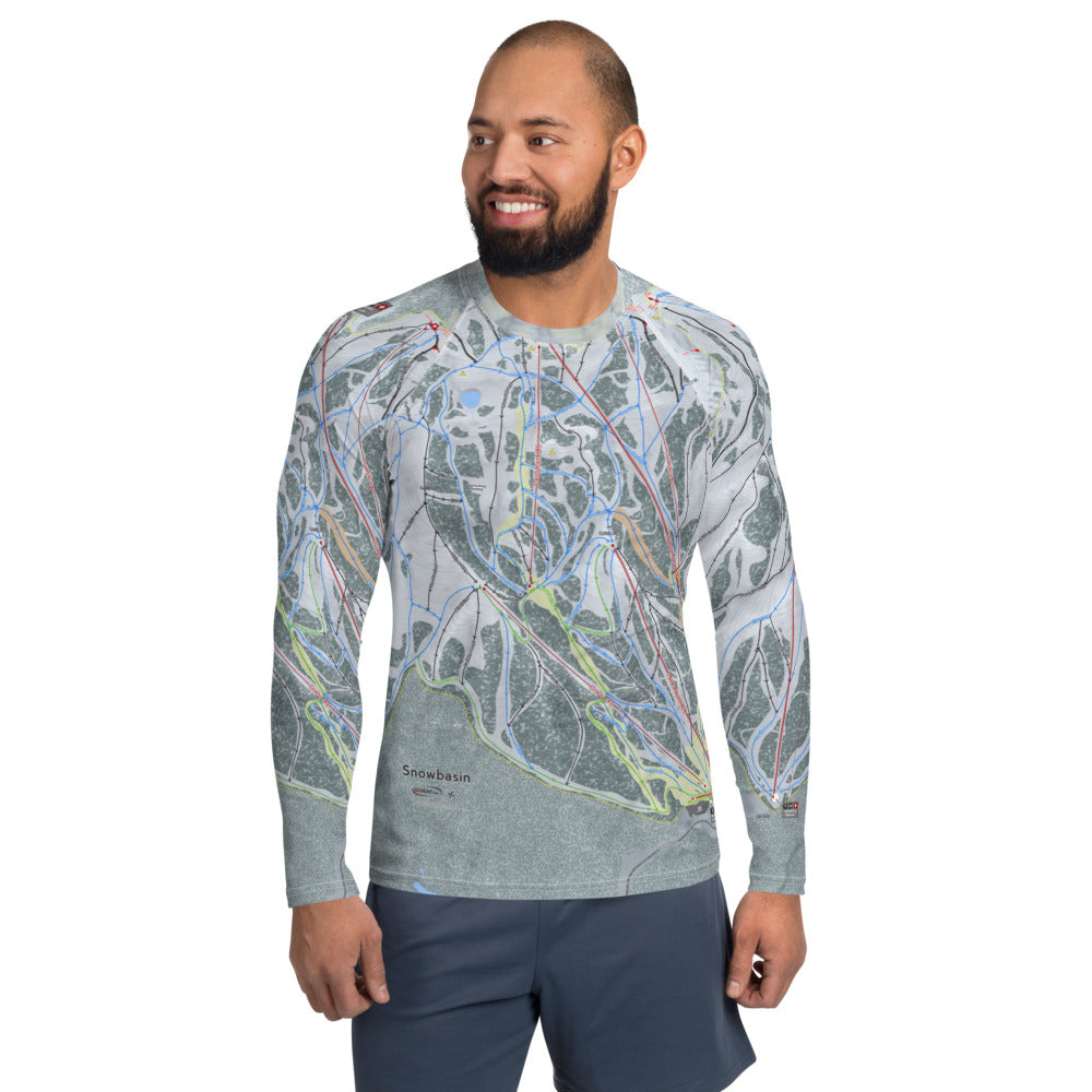 Snowbasin, Utah Ski Trail Map Men&#39;s Base Layer Top - Powderaddicts