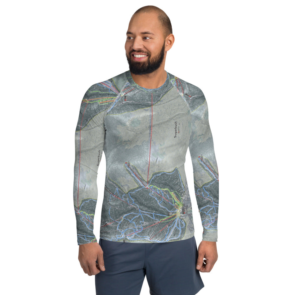 Sugarbush, Vermont Ski Trail Map Men&#39;s Base Layer Top - Powderaddicts