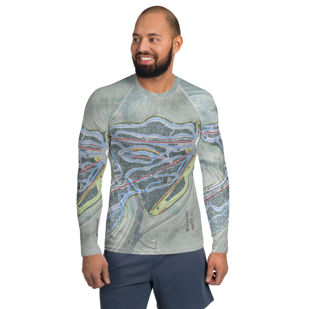 Wachusett, Massachusetts Ski Trail Map Men&#39;s Base Layer Top - Powderaddicts