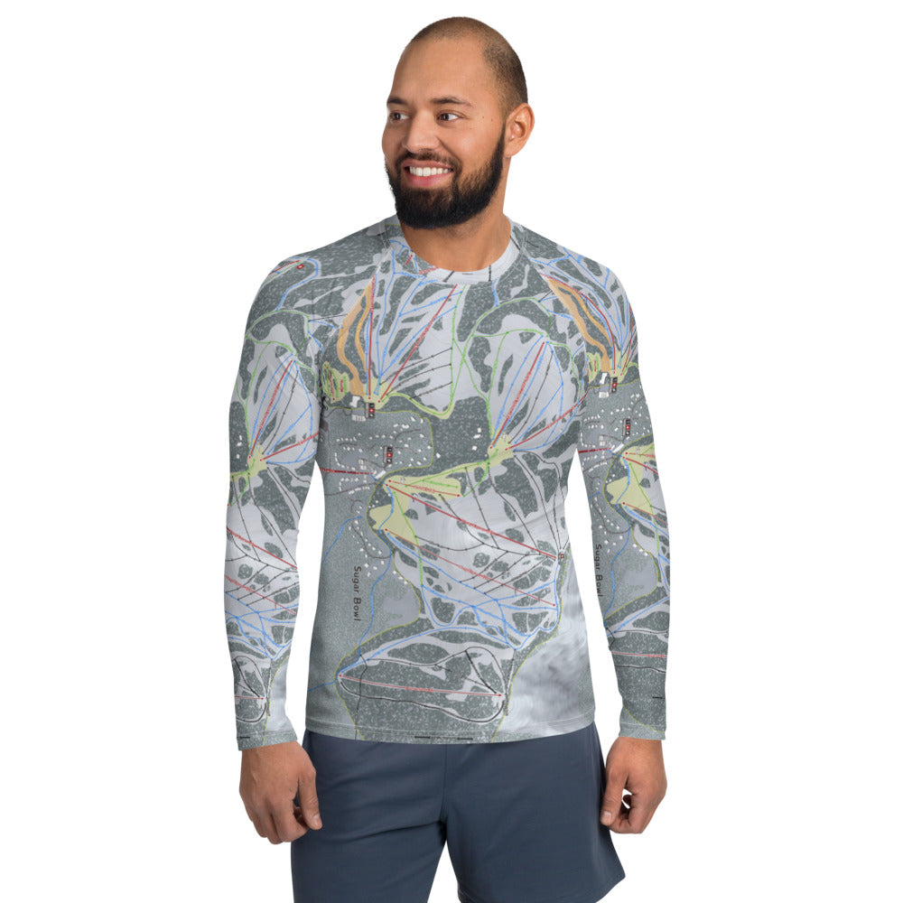 Sugar Bowl, California Ski Trail Map Men&#39;s Base Layer Top - Powderaddicts