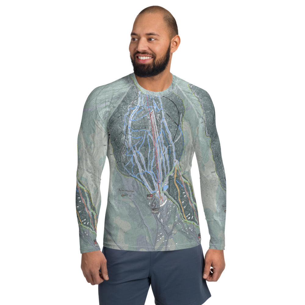 Burke Mountain, Vermont Ski Trail Map Men&#39;s Base Layer Top - Powderaddicts