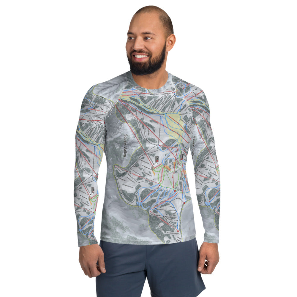 Squaw Valley, California Ski Trail Map Men&#39;s Base Layer Top - Powderaddicts