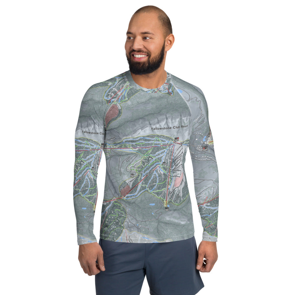 Yellowstone Club, Montana Ski Trail Map Men&#39;s Base Layer Top - Powderaddicts