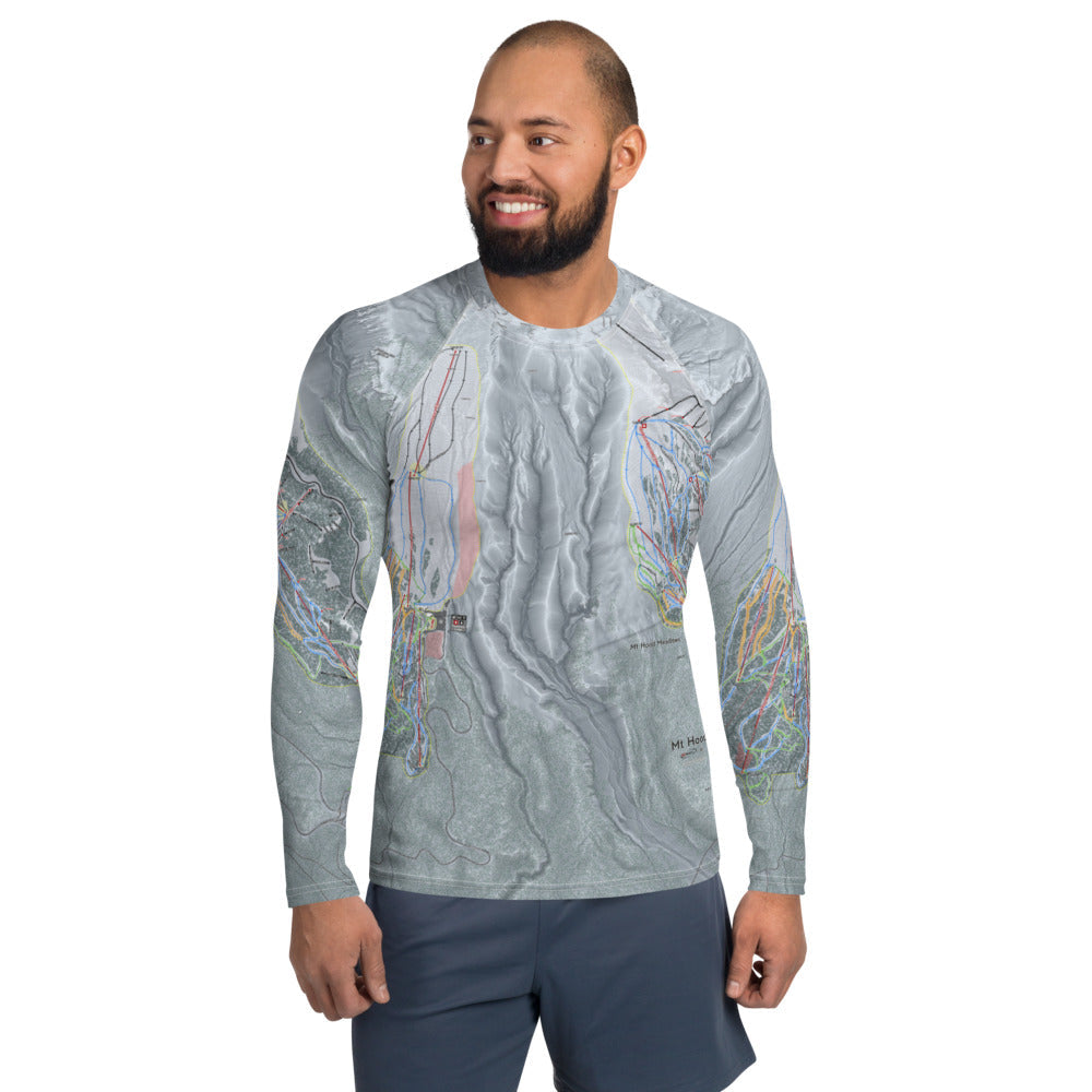 Mt. Hood Meadows, Oregon Ski Trail Map Men&#39;s Base Layer Top - Powderaddicts