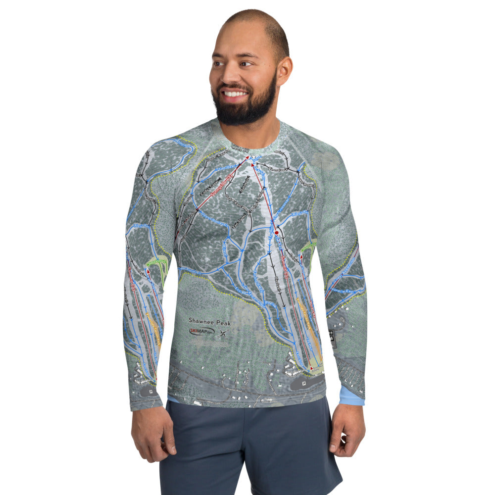 Shawnee Peak, Maine Ski Trail Map Men&#39;s Base Layer Top - Powderaddicts