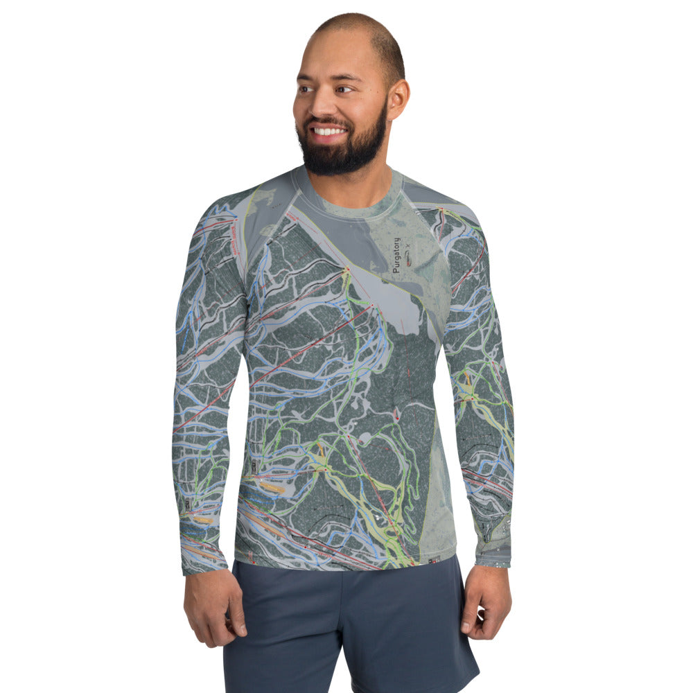 Purgatory, Colorado Ski Trail Map Men&#39;s Base Layer Top - Powderaddicts