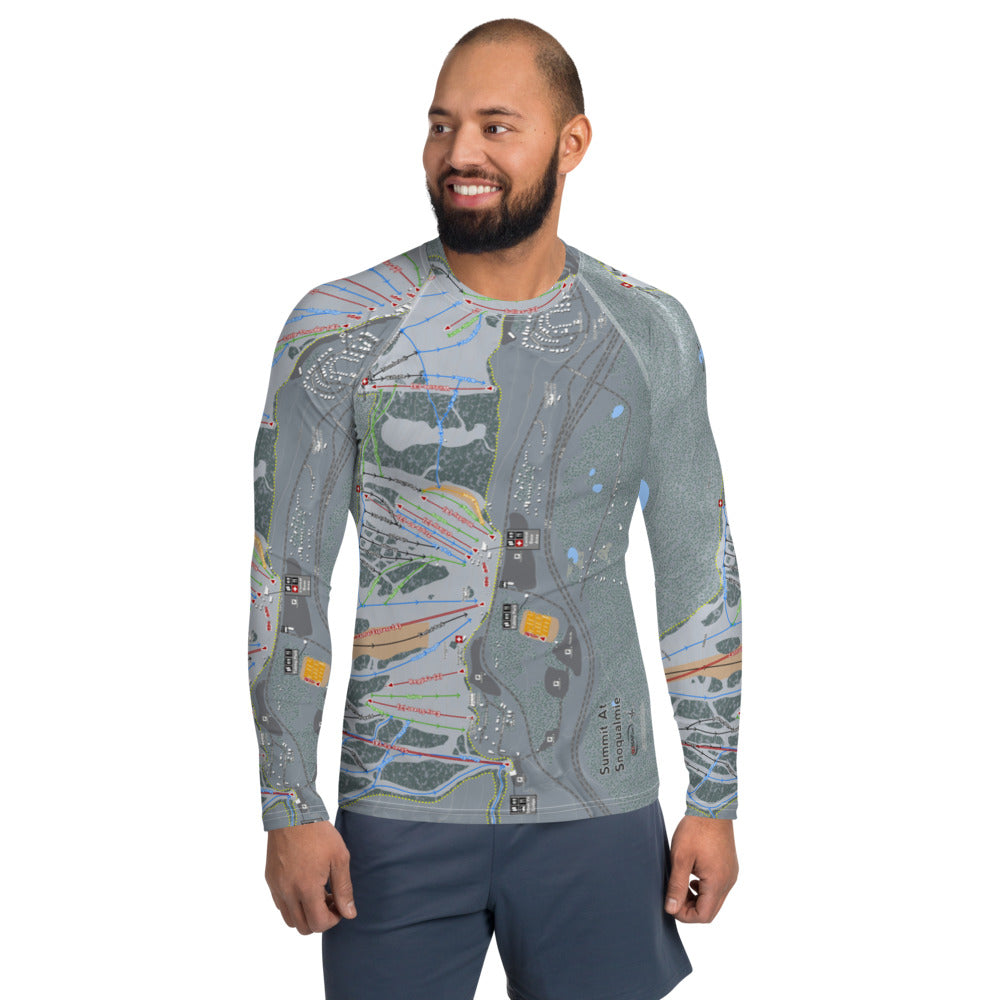 Summit At Snoqualmie, Washington Ski Trail Map Men&#39;s Base Layer Top - Powderaddicts