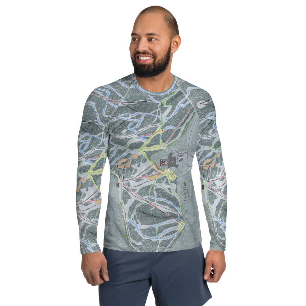 Lost Trail, Montana Ski Trail Map Men&#39;s Base Layer Top - Powderaddicts