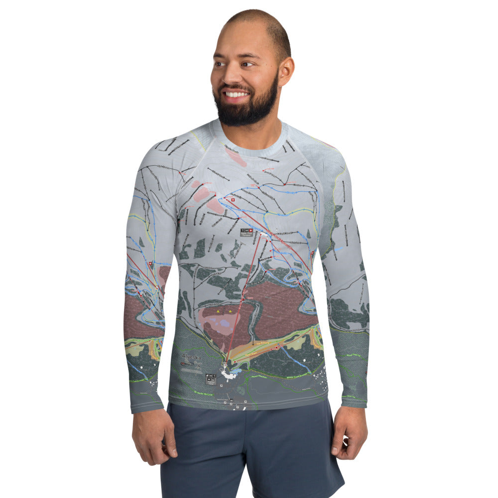 Alyeska, Alaska Ski Trail Map Men&#39;s Base Layer Top - Powderaddicts