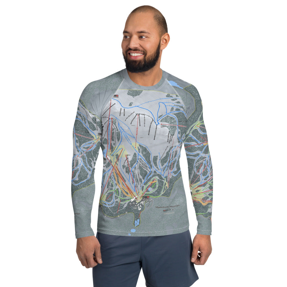 Mammoth Mountain, California Ski Trail Map Men&#39;s Base Layer Top - Powderaddicts